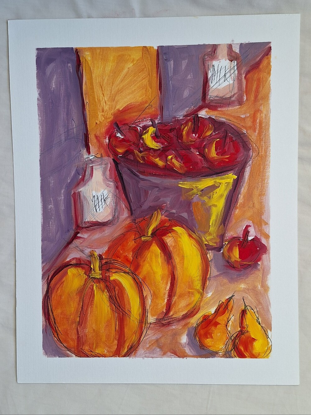 Pumpkin Harvest Painting Print 9x12